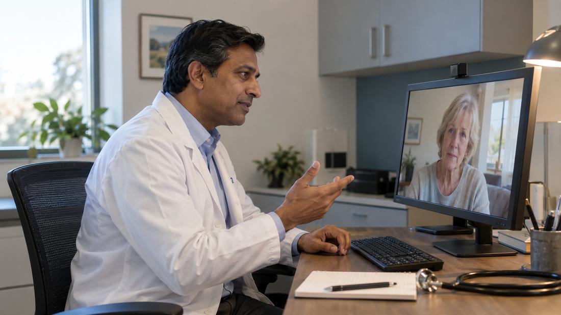 A provider on a video visit with a patient